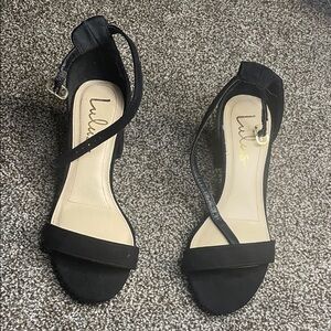 Lulu's Elegant Black Ankle Strap Heels